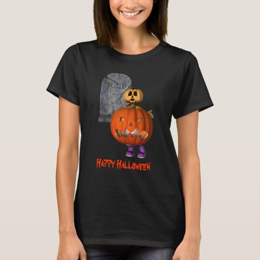 Pumpkin Man Tombstone Halloween Funny T-shirt (Voorkant)