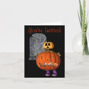 Pumpkin Man Tombstone Halloween Party Invitation