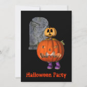 Pumpkin Man Tombstone Halloween Party Invitation Kaart (Voorkant)