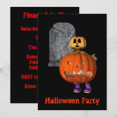 Pumpkin Man Tombstone Halloween Party Invitation Kaart (Voorkant / Achterkant)