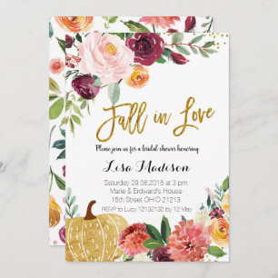 Pumpkin Marsala Herfst in Love Invitation Kaart
