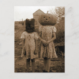 Pumpkin-meisje met zwarte zak briefkaart