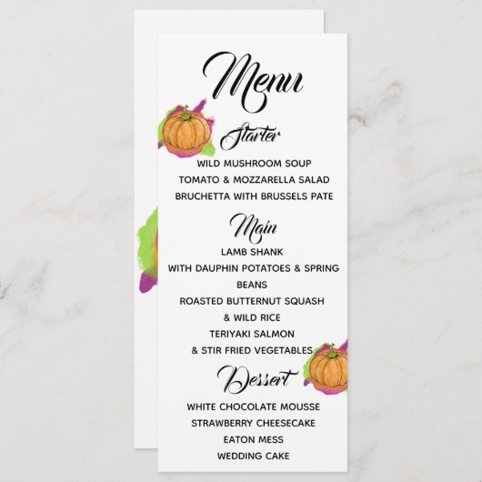 Pumpkin-menu Menu (Voorkant / Achterkant)