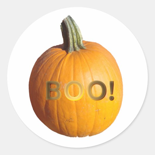 Pumpkin met Boo erop Ronde Sticker (Voorkant)