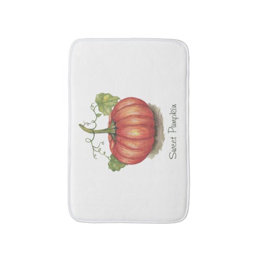 Pumpkin met wijnstokken in Waterverf Badmat (Voorkant Verticaal)