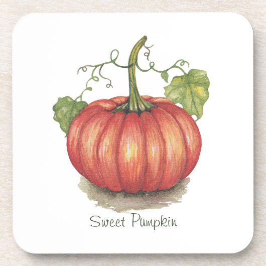 Pumpkin met wijnstokken in Waterverf Bier Onderzetter (Voorkant)