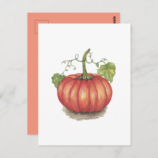 Pumpkin met wijnstokken in Waterverf Briefkaart (Voorkant / Achterkant)