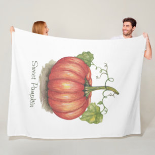 Pumpkin met wijnstokken in Waterverf Fleece Deken
