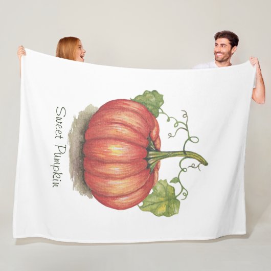 Pumpkin met wijnstokken in Waterverf Fleece Deken (In situ)