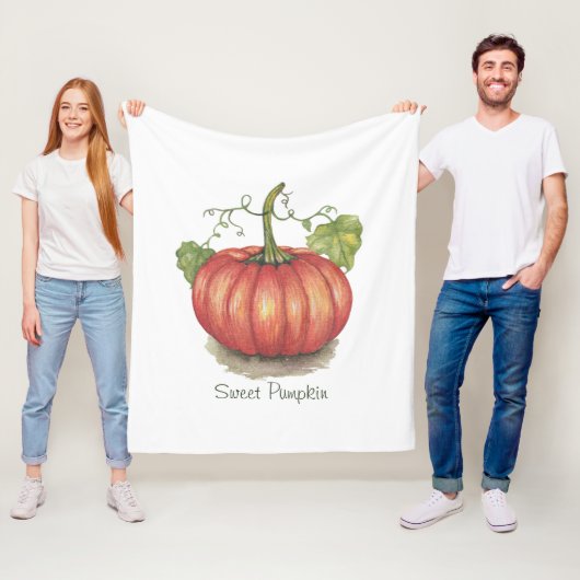 Pumpkin met wijnstokken in Waterverf Fleece Deken (In situ)