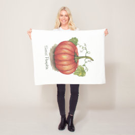 Pumpkin met wijnstokken in Waterverf Fleece Deken