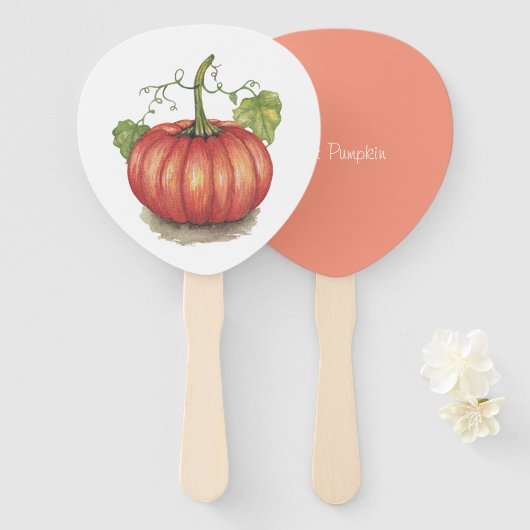 Pumpkin met wijnstokken in Waterverf Handwaaier (Voorkant en achterkant)