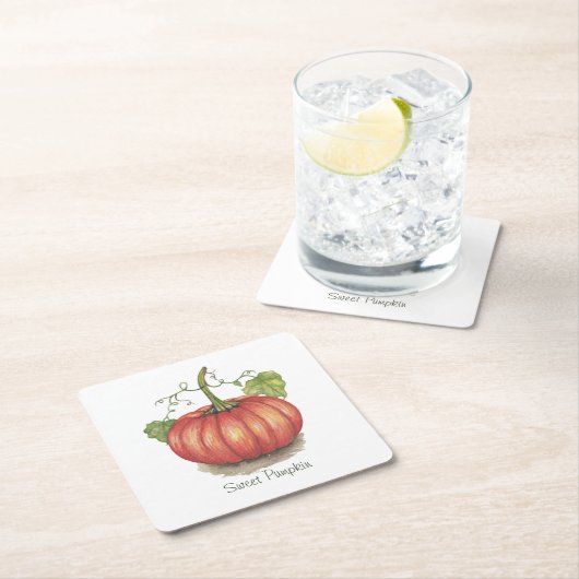 Pumpkin met wijnstokken in Waterverf Kartonnen Onderzetters (Insitu)