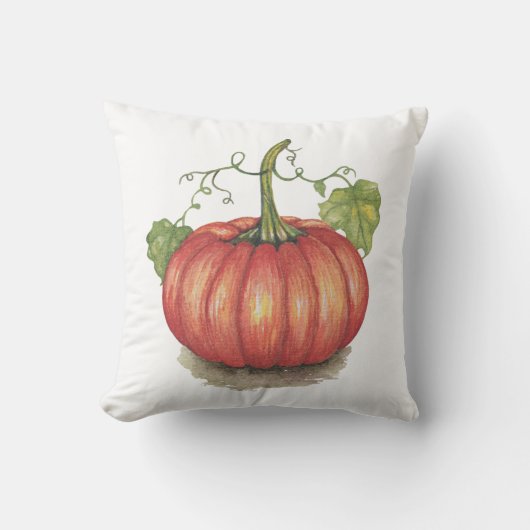 Pumpkin met wijnstokken in Waterverf Kussen (Voorkant)