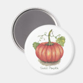 Pumpkin met wijnstokken in Waterverf Magneet (Voorkant / Achterkant)