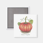 Pumpkin met wijnstokken in Waterverf Magneet (Voorkant / Achterkant)