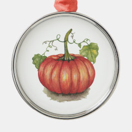 Pumpkin met wijnstokken in Waterverf Metalen Ornament