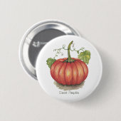 Pumpkin met wijnstokken in Waterverf Ronde Button 5,7 Cm (Voorkant /achterkant)