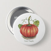 Pumpkin met wijnstokken in Waterverf Ronde Button 7,6 Cm (Voorkant /achterkant)