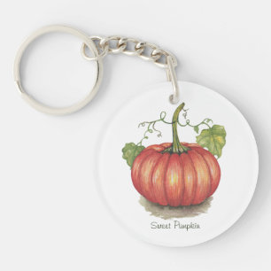Pumpkin met wijnstokken in Waterverf Sleutelhanger