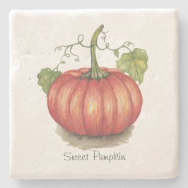 Pumpkin met wijnstokken in Waterverf Stenen Onderzetter