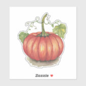 Pumpkin met wijnstokken in Waterverf Sticker (Vel)