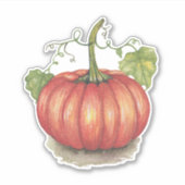 Pumpkin met wijnstokken in Waterverf Sticker (Voorkant)