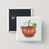 Pumpkin met wijnstokken in Waterverf Vierkante Button 5,1 Cm (Voorkant /achterkant)