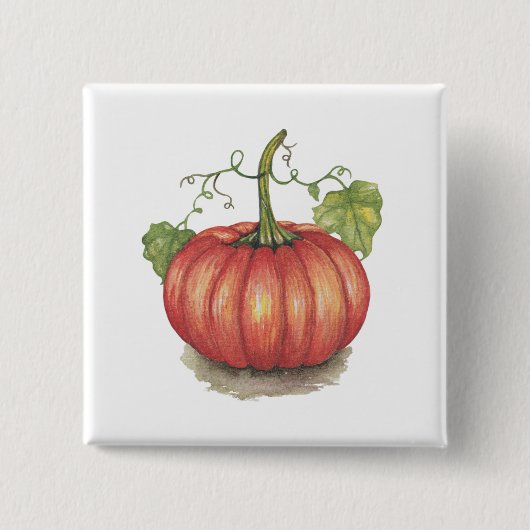 Pumpkin met wijnstokken in Waterverf Vierkante Button 5,1 Cm (Voorkant)