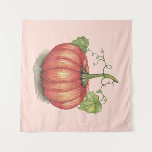 Pumpkin met wijnstokken in Waterverf Wandkleed (Voorkant (horizontaal))