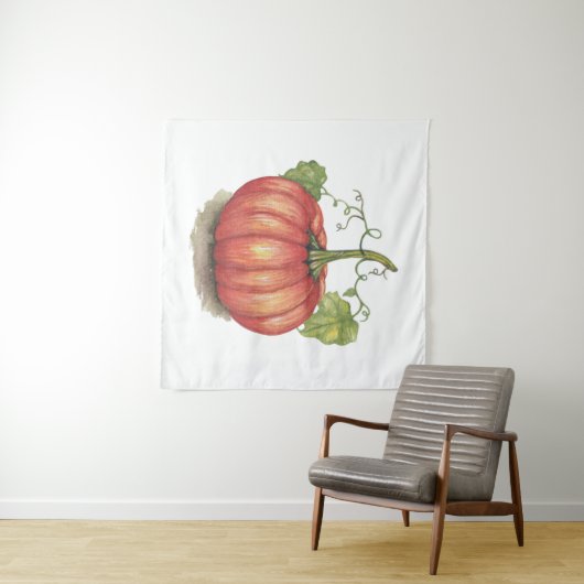 Pumpkin met wijnstokken in Waterverf Wandkleed (In Situ (horizontaal))