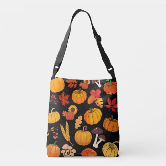 Pumpkin mushrooms fall autumn Thanksgiving pattern Crossbody Tas (Achterkant)