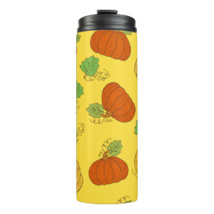 Pumpkin naadloos patroon. Hand getekende doodle br Thermosbeker