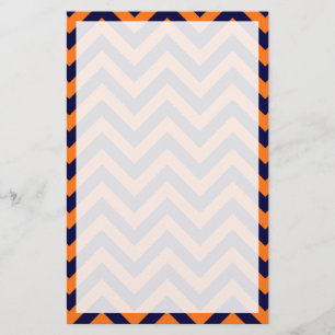 Pumpkin, Navy Blue Large Chevron ZigZag Pattern Briefpapier