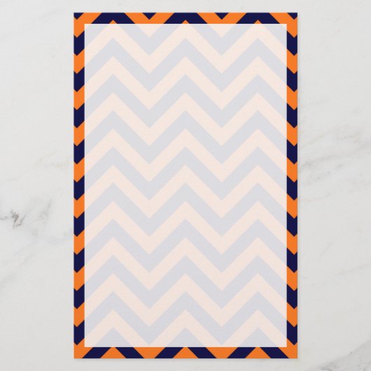 Pumpkin, Navy Blue Large Chevron ZigZag Pattern Briefpapier (Voorkant)