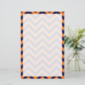 Pumpkin, Navy Blue Large Chevron ZigZag Pattern Briefpapier (Staand voorkant)