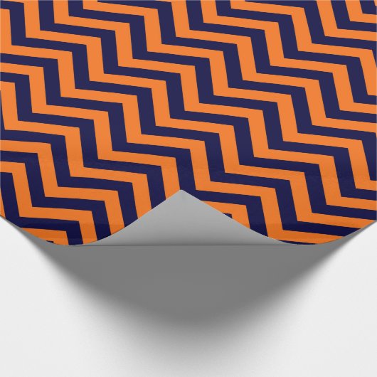 Pumpkin, Navy Blue Large Chevron ZigZag Pattern Cadeaupapier (Hoek)