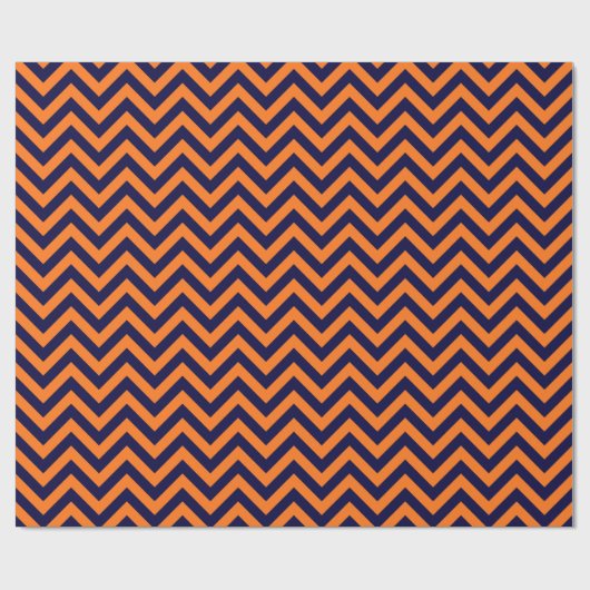 Pumpkin, Navy Blue Large Chevron ZigZag Pattern Cadeaupapier (Vlak)