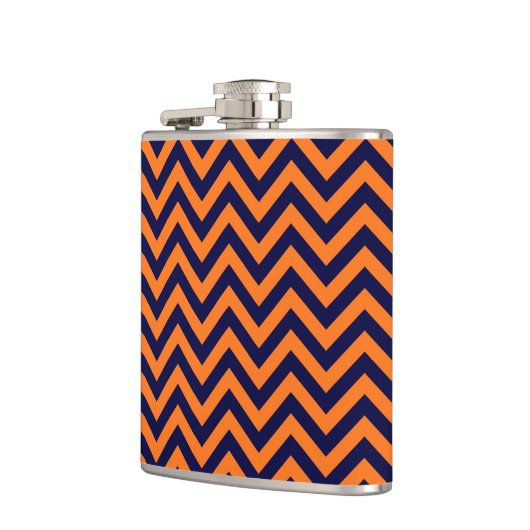 Pumpkin, Navy Blue Large Chevron ZigZag Pattern Heupfles (Links)