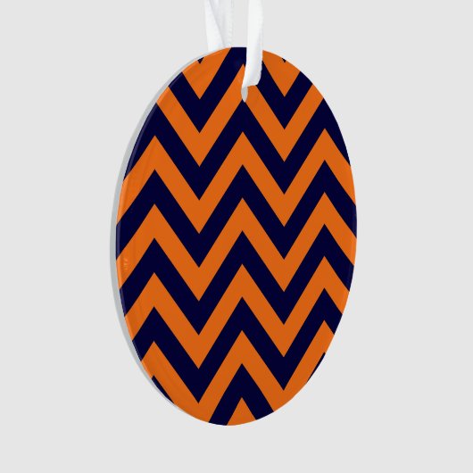 Pumpkin, Navy Blue Large Chevron ZigZag Pattern Ornament (voorkant)