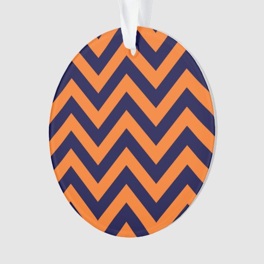 Pumpkin, Navy Blue Large Chevron ZigZag Pattern Ornament (voorkant)