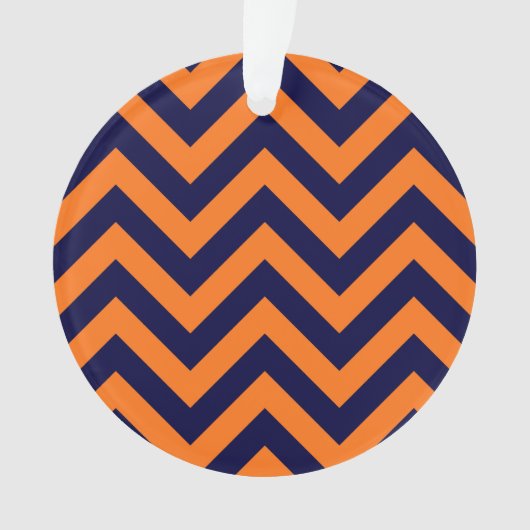 Pumpkin, Navy Blue Large Chevron ZigZag Pattern Ornament (voorkant)