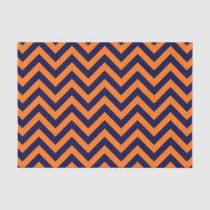 Pumpkin, Navy Blue Large Chevron ZigZag Pattern Tissuepapier