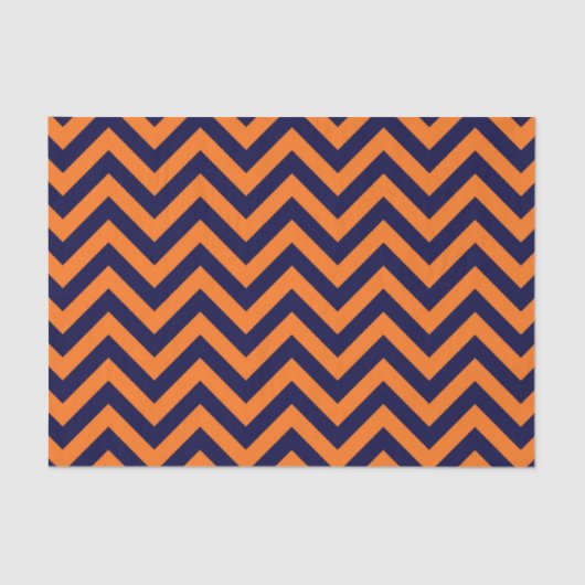 Pumpkin, Navy Blue Large Chevron ZigZag Pattern Tissuepapier (Voorkant)