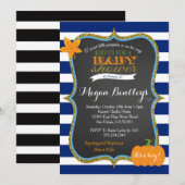 Pumpkin Navy Boy Baby shower Uitnodiging (Voorkant / Achterkant)