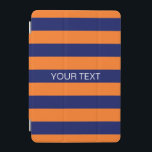 Pumpkin Navy Horiz Preppy Stripe #2 Naam Monogram iPad Mini Cover<br><div class="desc">Pumpkin Oranje en Navy Blue Classic Preppy Horizontal Rugby Stripes #2 Name Monogram Een stijlvol, strak horizontaal streepvormpatroon met een sjabloon voor jouw naam, initialen of andere tekst. U kunt de tekstdoopvont en de grootte ook aanpassen, de tekst bewegen of verwijderen, extra tekstgebieden toevoegen, uw eigen afbeeldingen en veel meer...</div>