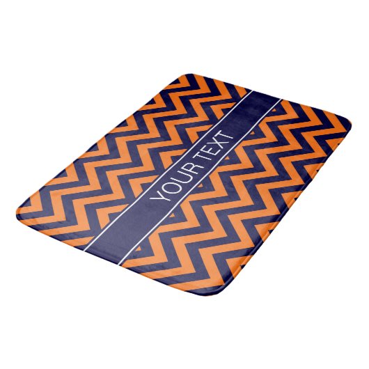 Pumpkin Navy LG Chevron Navy Blue Name Monogram Badmat (Gekanteld)