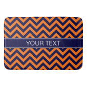 Pumpkin Navy LG Chevron Navy Blue Name Monogram Badmat (Voorkant)