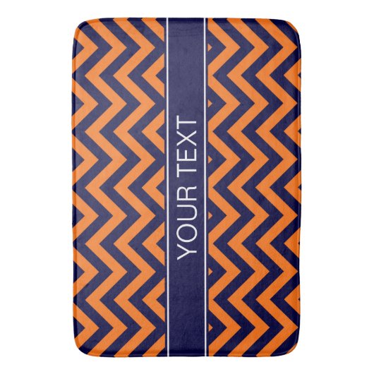 Pumpkin Navy LG Chevron Navy Blue Name Monogram Badmat (Voorkant Verticaal)