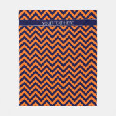 Pumpkin Navy LG Chevron Navy Blue Name Monogram Fleece Deken (Voorkant)
